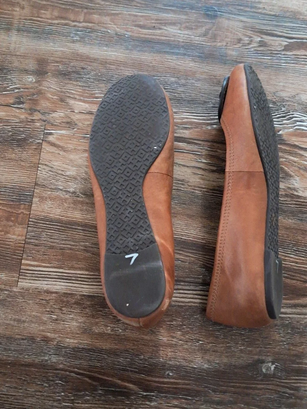 Tory Burch Tan Leather Logo Ballet Flats Sz. 9M